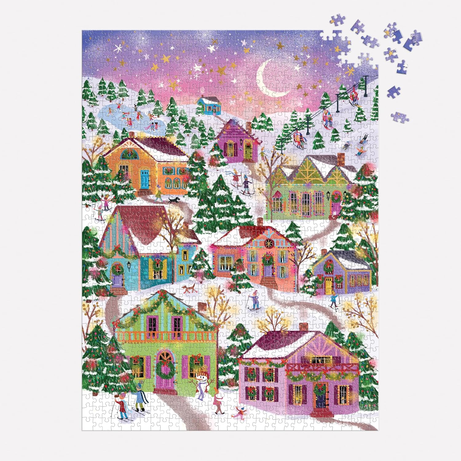 1 000 PIECE PUZZLE | JOY LAFORME 'SNOWCAP VILLAGE'-Puzzles-RAINCOAST-Coriander