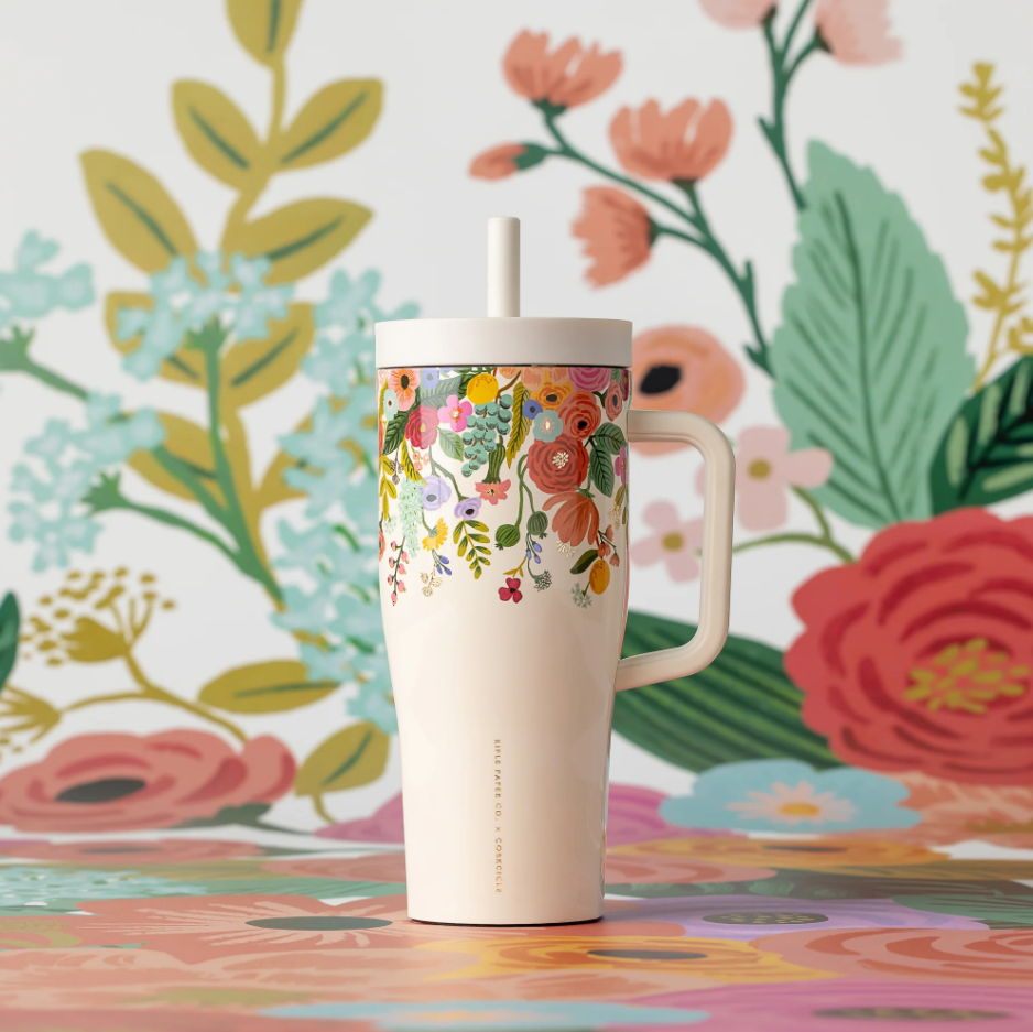 40oz CRUISER | RIFLE PAPER CREAM-Travel Mug-CORKCICLE-Coriander