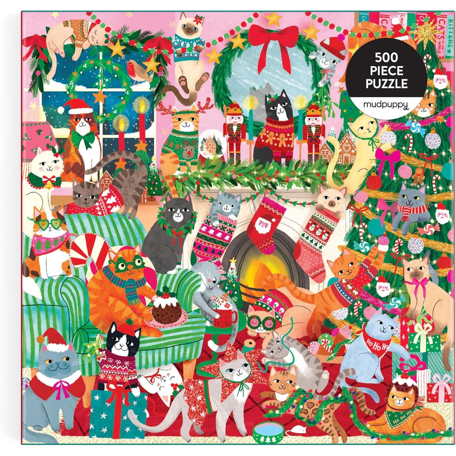 500 PIECE PUZZLE | MERRY CATMAS!-Puzzles-RAINCOAST-Coriander