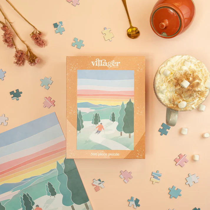 500 PIECE PUZZLE | SUNSET SKI-Puzzles-VILLAGER PUZZLES-Coriander