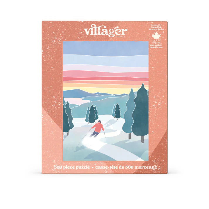 500 PIECE PUZZLE | SUNSET SKI-Puzzles-VILLAGER PUZZLES-Coriander