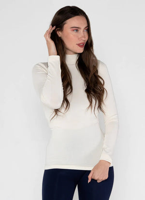 BAMBOO MOCK NECK TOP-Tops-CEST MOI-ONE-Ivory-Coriander