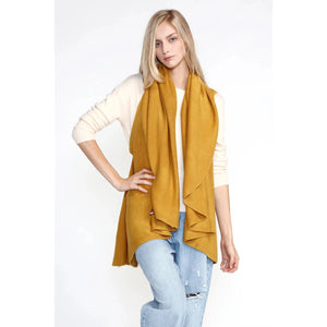 CLASSIC REVERSIBLE SHAWL VEST-Scarves & Wraps-LOOK BY M-MUSTARD-Coriander