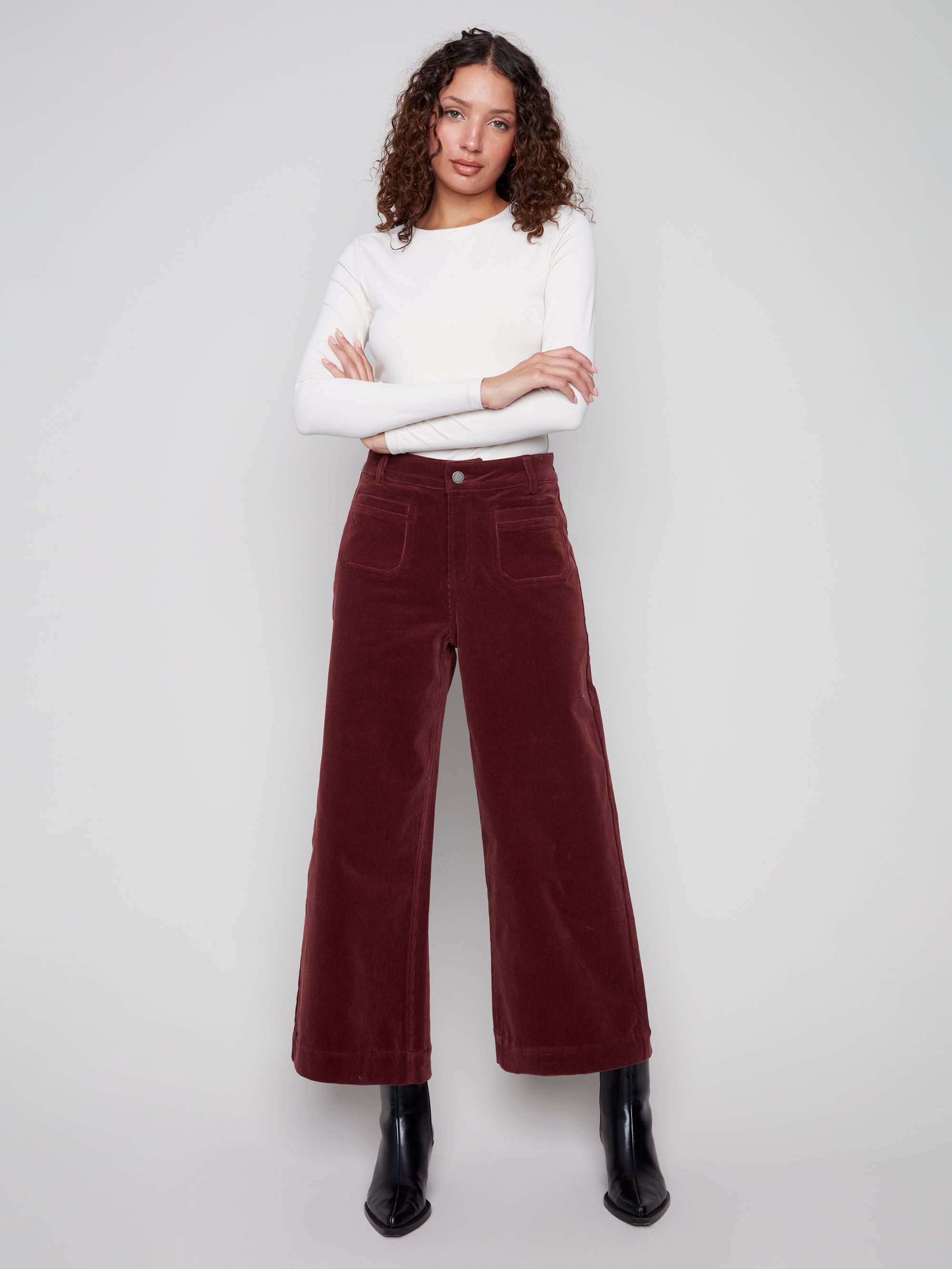 COLOUR TWILL PANTS | CROP-Bottoms-CHARLIE B-Coriander