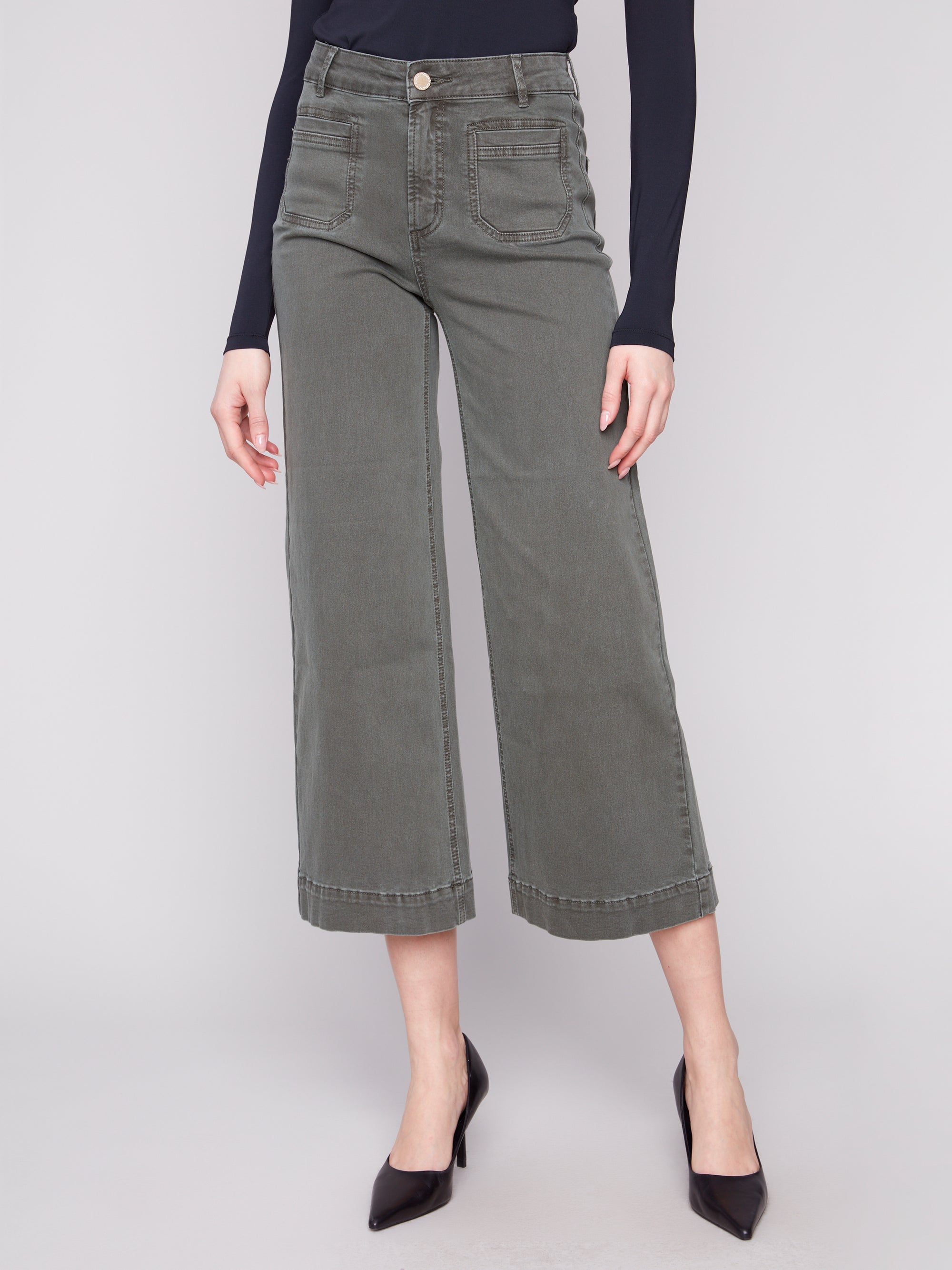 COLOUR TWILL PANTS | CROP-Bottoms-CHARLIE B-2-SPRUCE-Coriander