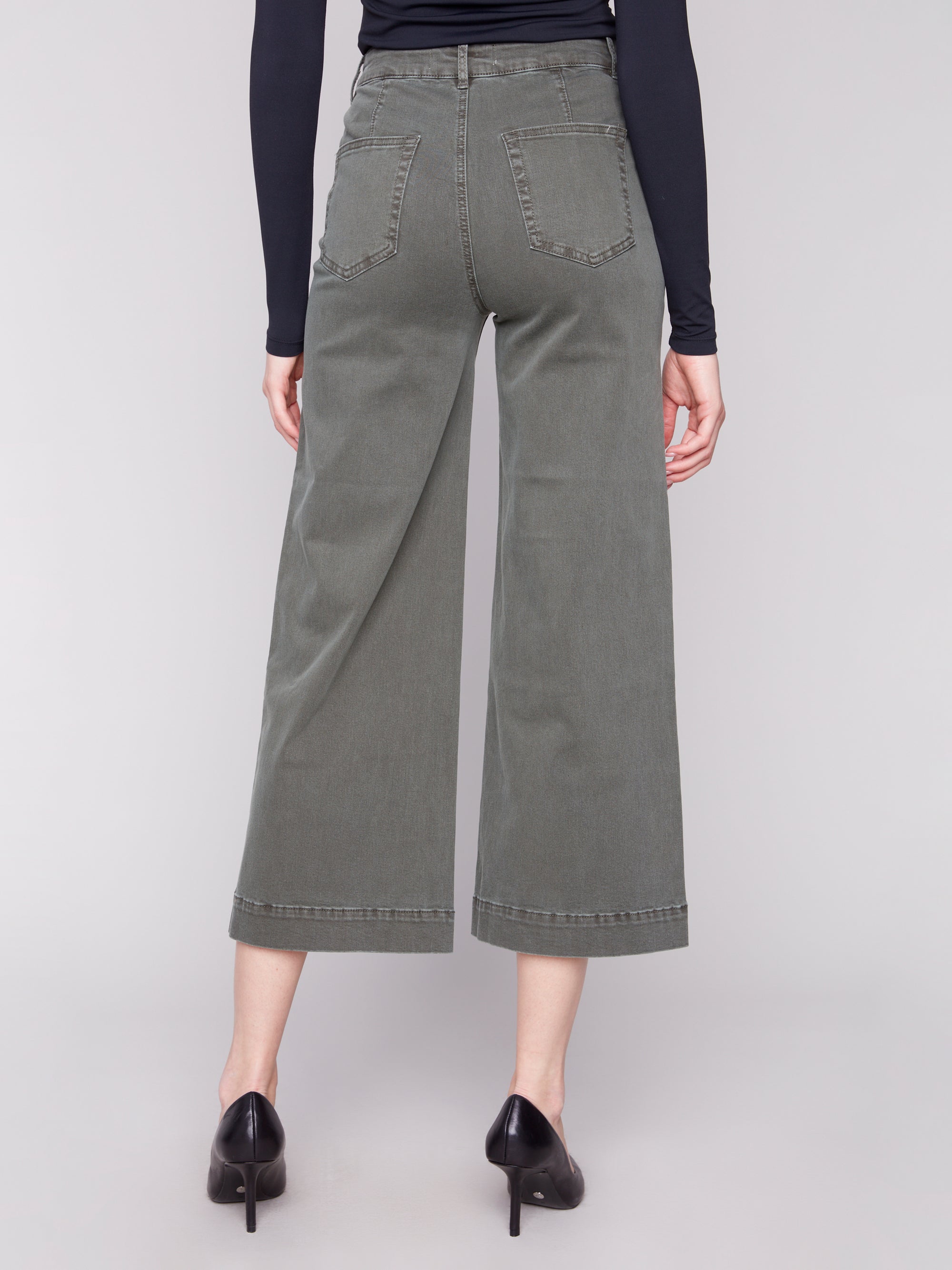COLOUR TWILL PANTS | CROP-Bottoms-CHARLIE B-Coriander