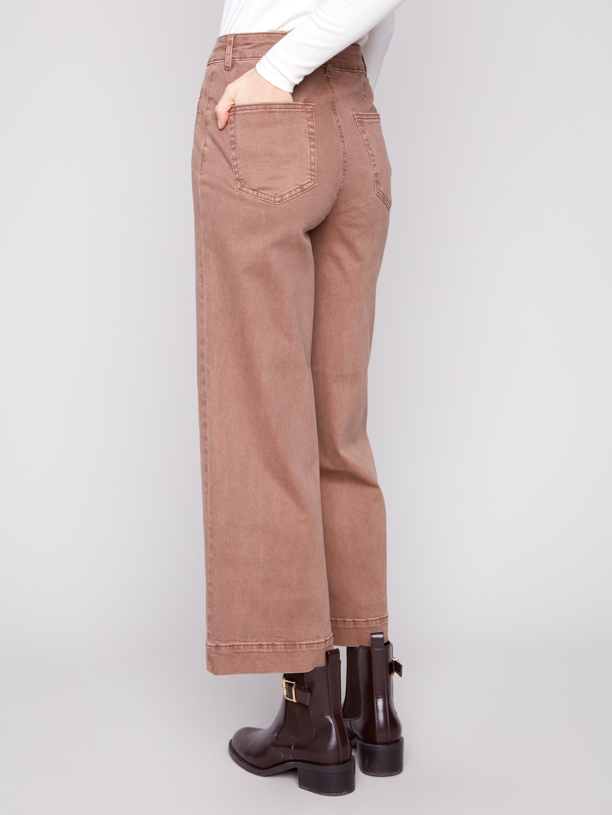 COLOUR TWILL PANTS | CROP-Bottoms-CHARLIE B-Coriander