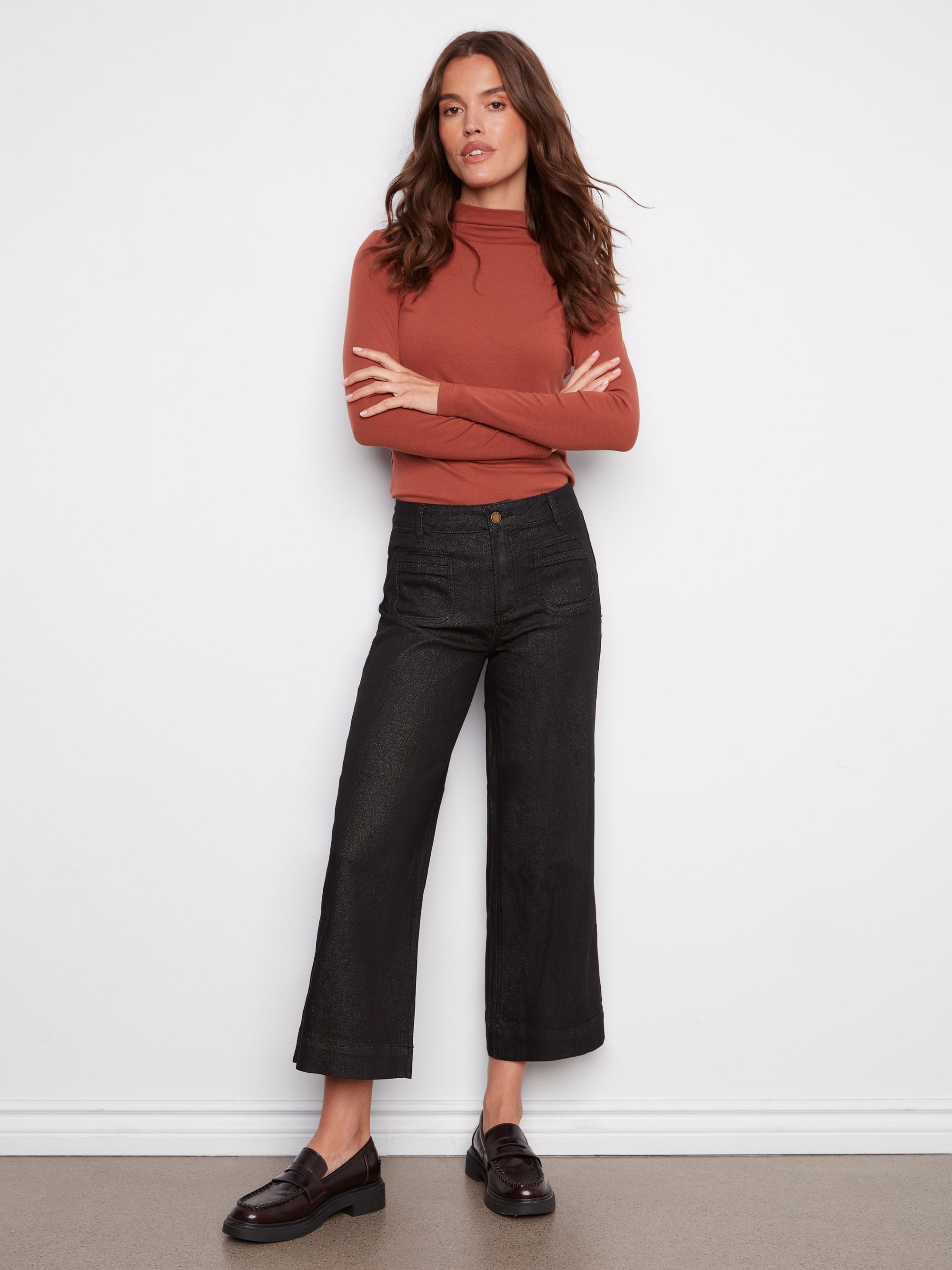 COLOUR TWILL PANTS | CROP-Bottoms-CHARLIE B-Coriander