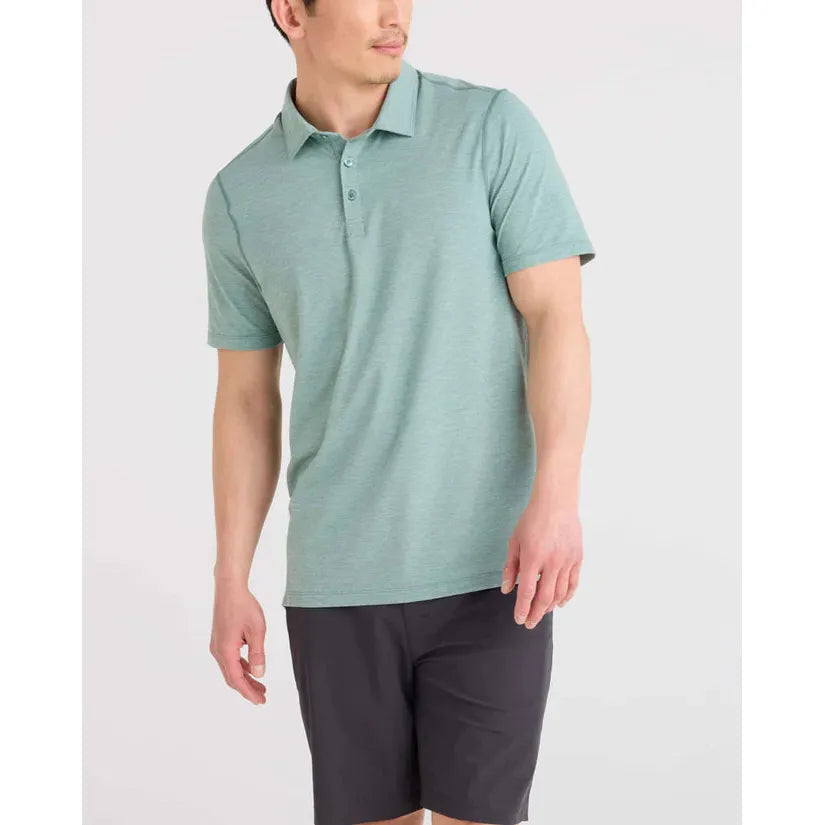 DROPTEMP COOLING POLO | SILVER PINE HEATHER-Shirts & Tops-SAXX-SIZE-COLOUR-Coriander