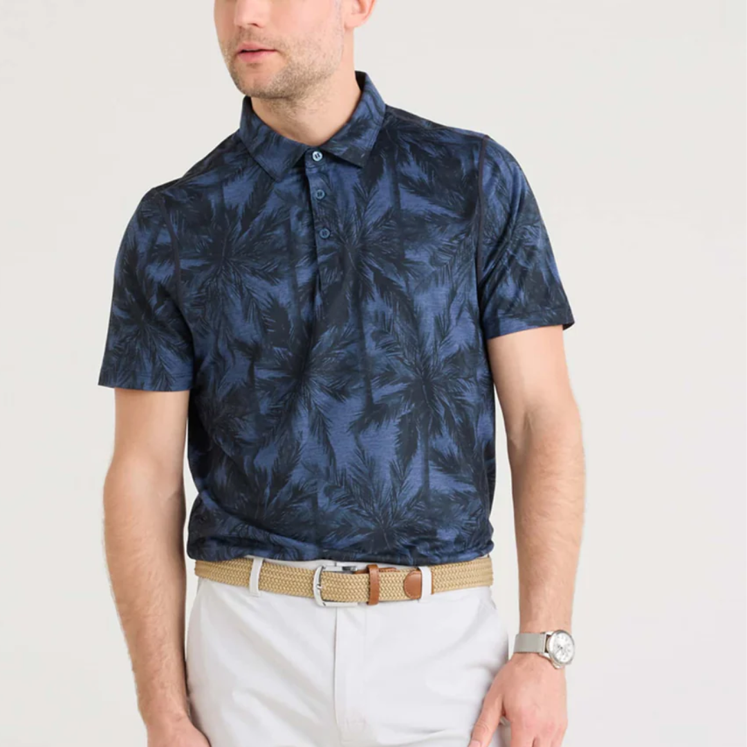 DROPTEMP COOLING POLO | VACATION VIBES-DK. DENIM-Shirts & Tops-SAXX-SMALL-VACATION VIBES-D.DEN-Coriander