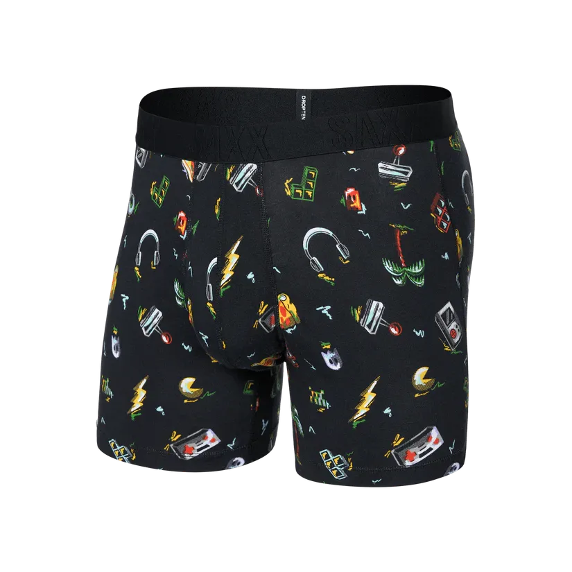 DROPTEMP COTTON BOXER BRIEF | GAMER'S PARADISE-BLACK-Intimates-SAXX-SMALL-GAMER'S PARADISE-BLK-Coriander