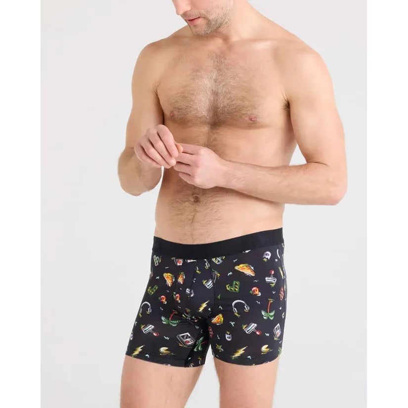 DROPTEMP COTTON BOXER BRIEF | GAMER'S PARADISE-BLACK-Intimates-SAXX-Coriander