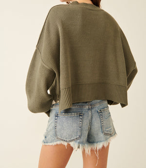 EASY STREET CROP PULLOVER SWEATER-Jackets & Sweaters-FREE PEOPLE-Coriander
