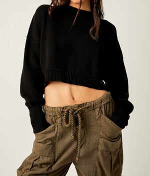 EASY STREET CROP PULLOVER SWEATER-Jackets & Sweaters-FREE PEOPLE-Coriander