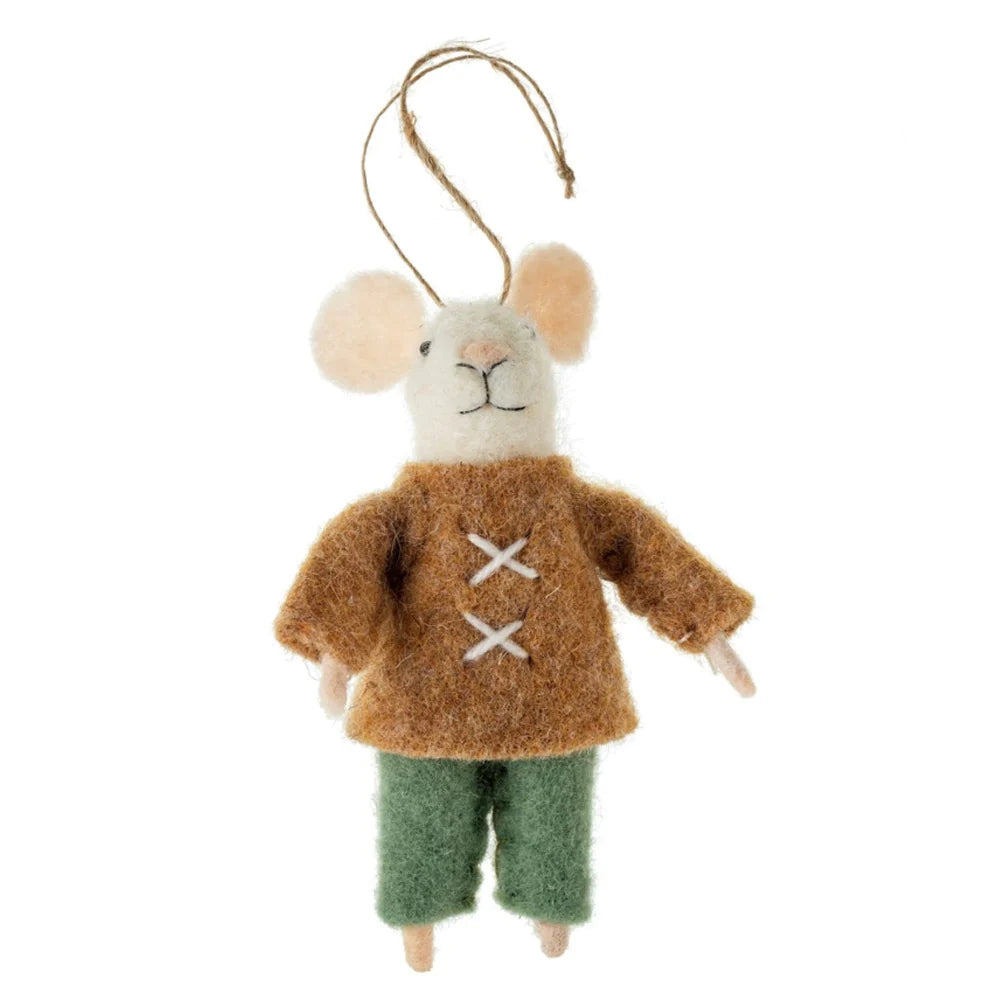 FELTED PEASANT MOUSIE-Ornament-INDABA TRADING-Coriander