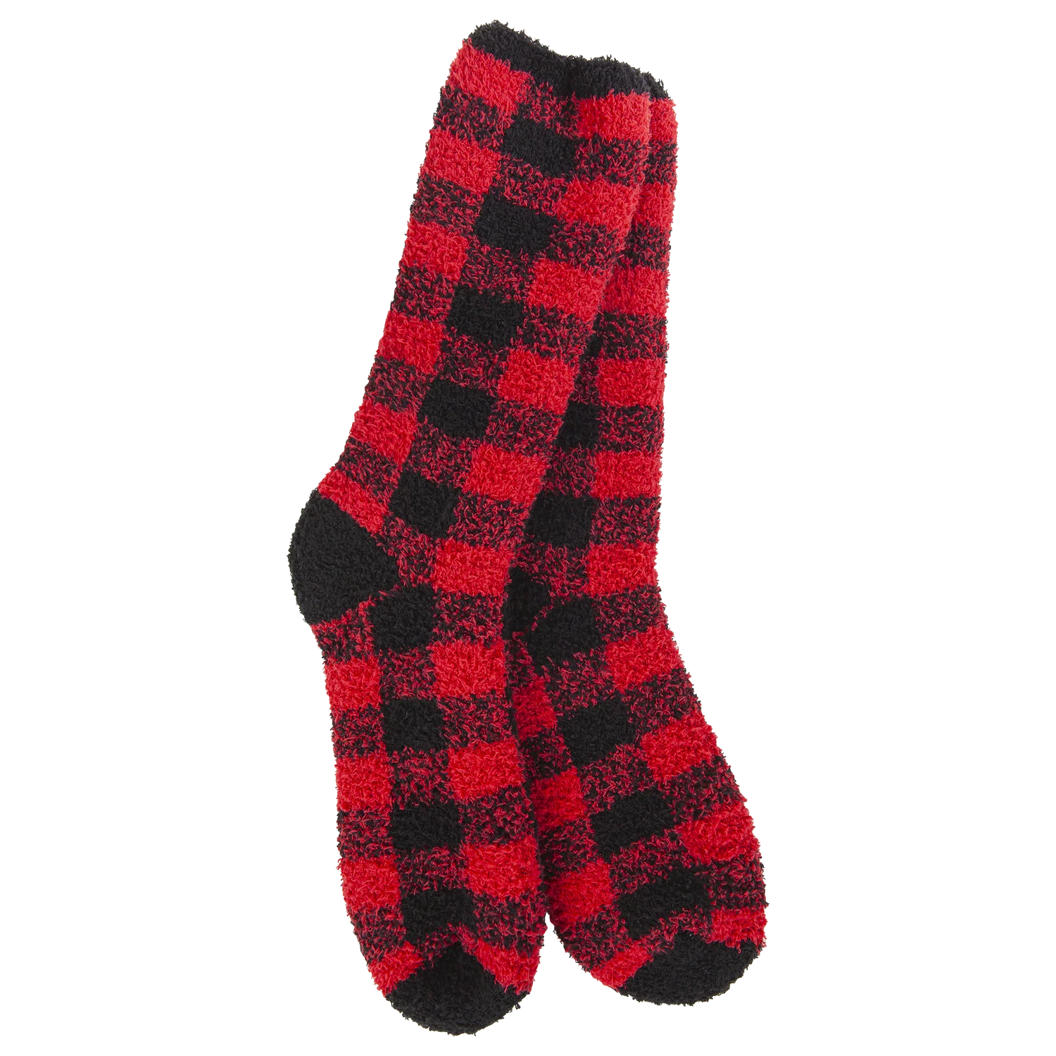 FIRESIDE COZY CREW SOCKS | RED/BLACK-Socks & Footwear-WORLD'S SOFTEST-Coriander