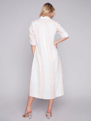 LONG TUNIC with ROLL UP SLEEVES-Dresses-CHARLIE B-Coriander