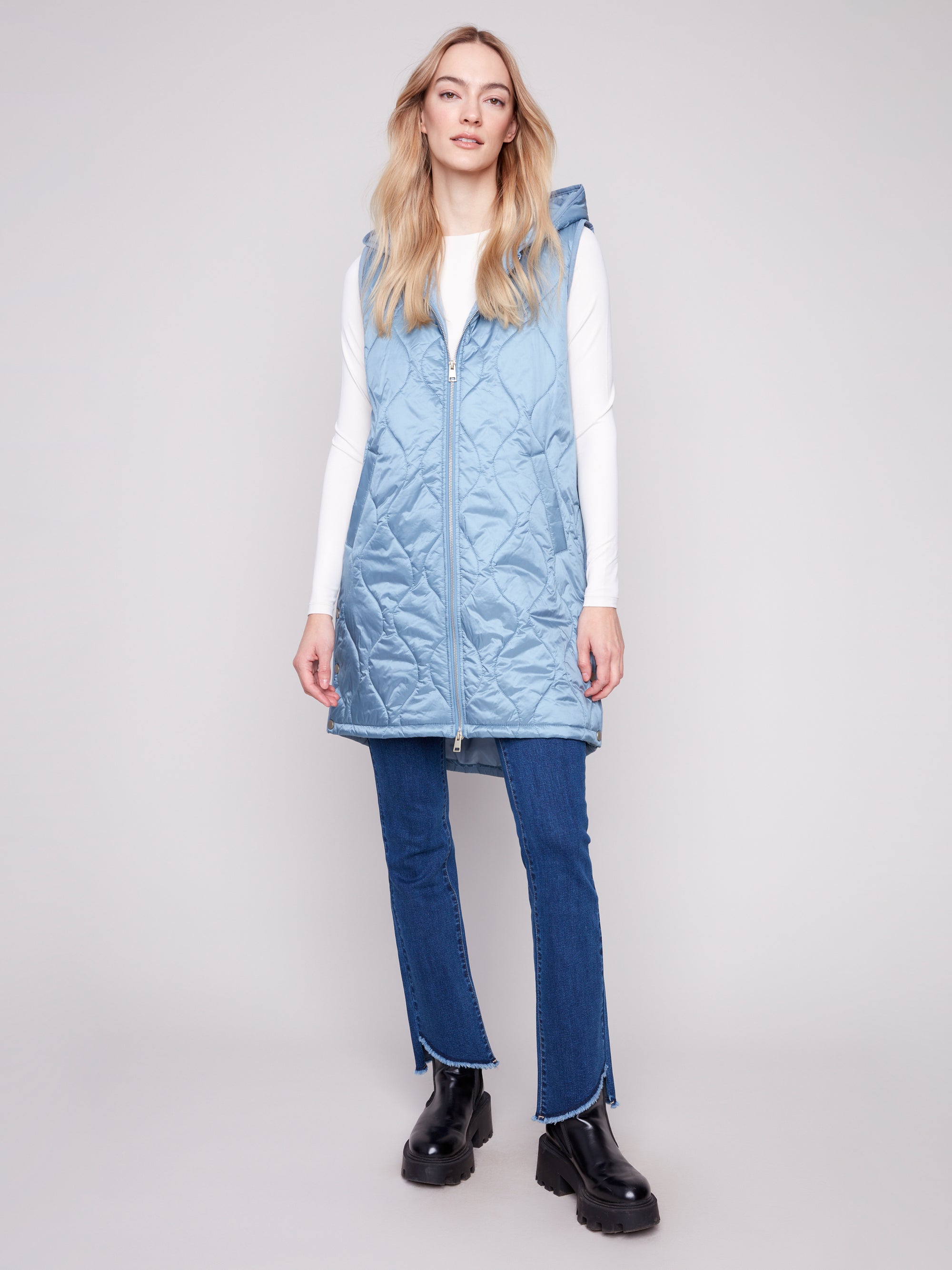 LONG VEST | PEARLIZED-Jackets & Sweaters-CHARLIE B-Coriander
