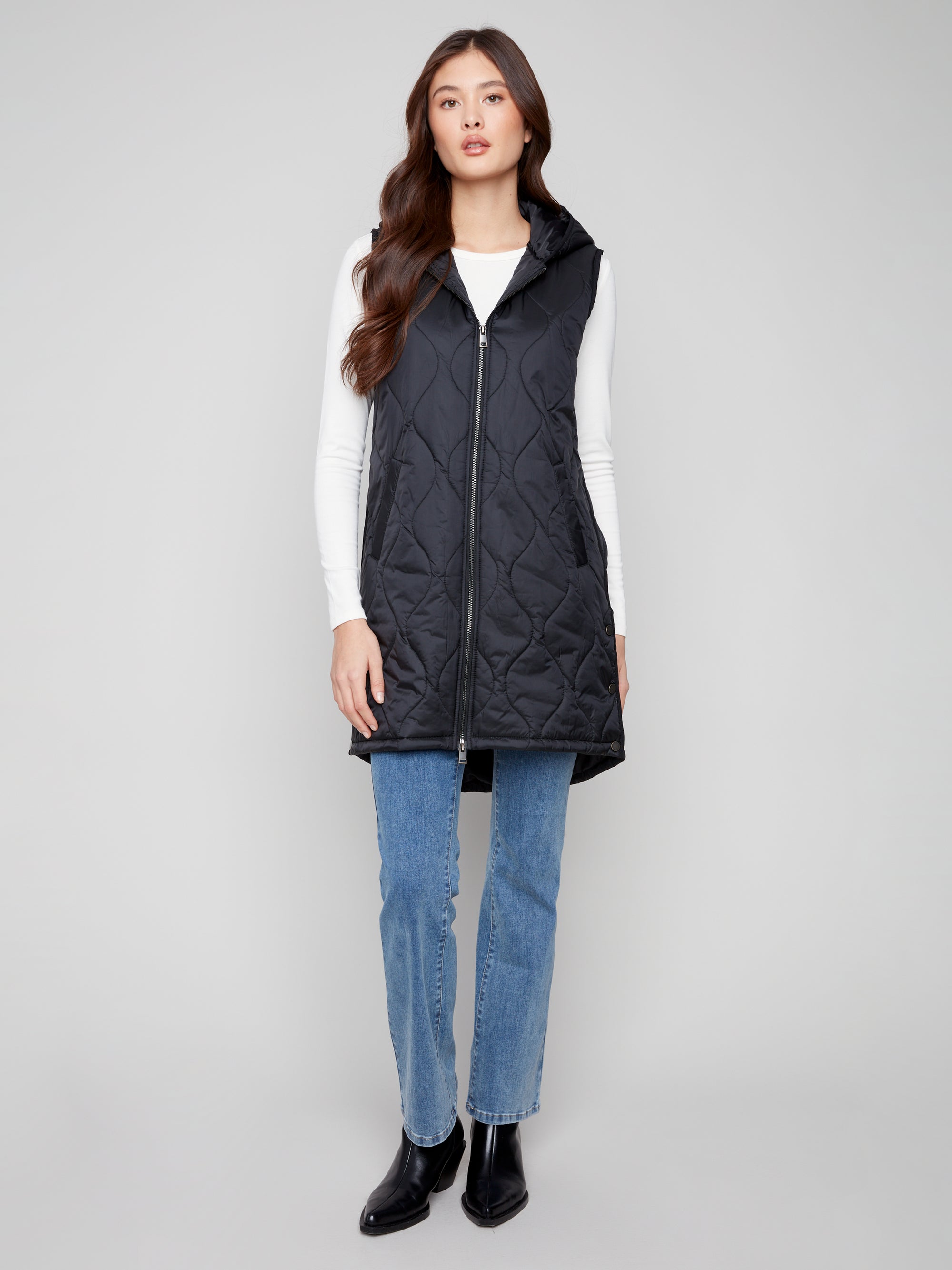LONG VEST | PEARLIZED-Jackets & Sweaters-CHARLIE B-Coriander