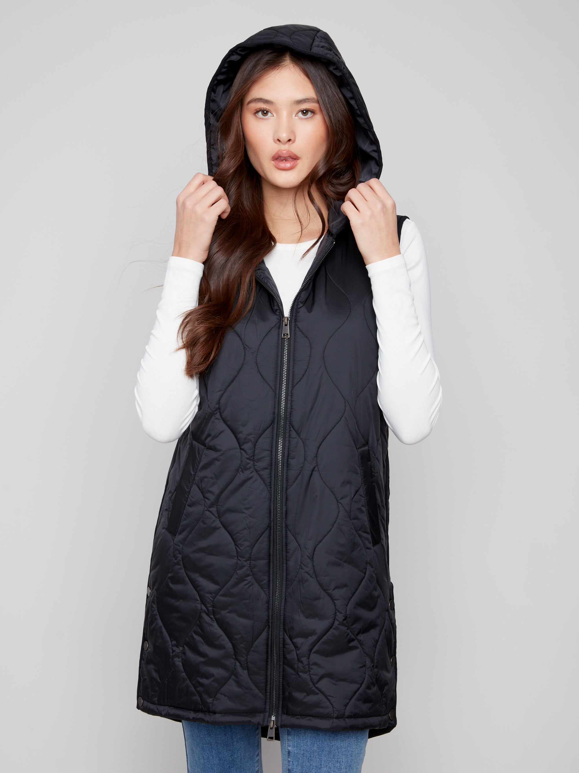 LONG VEST | PEARLIZED-Jackets & Sweaters-CHARLIE B-Coriander