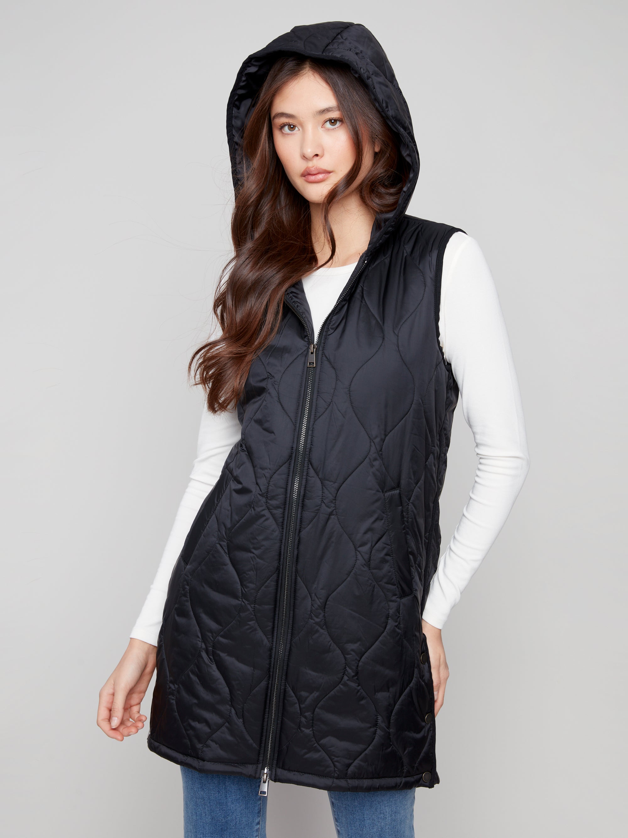 LONG VEST | PEARLIZED-Jackets & Sweaters-CHARLIE B-Coriander