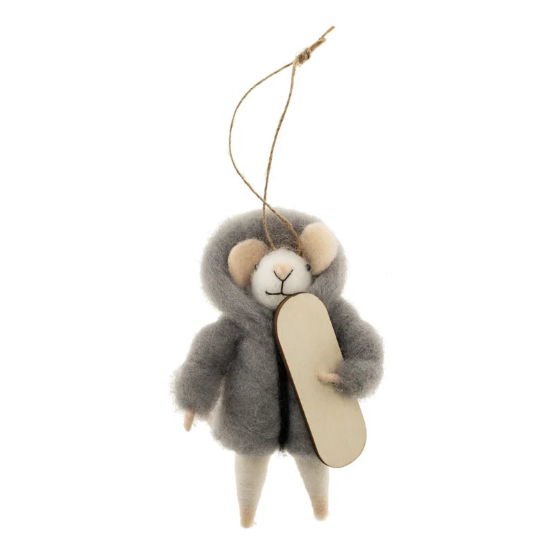 ORNAMENT | SNOWBOARDING SILAS MOUSE-Home Decor-INDABA TRADING-Coriander
