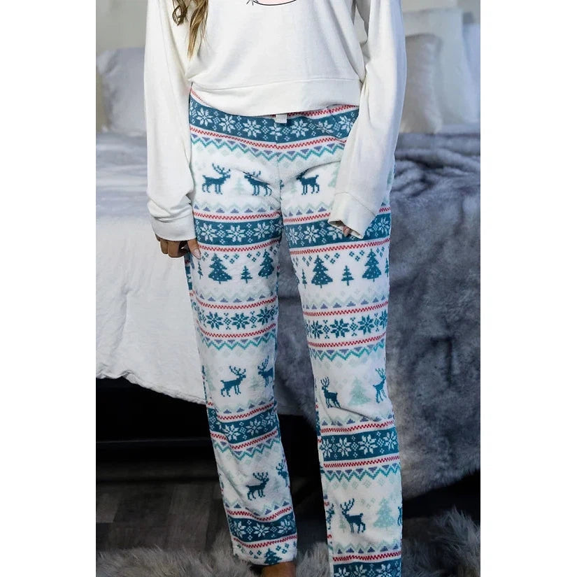 PJ PANTS | WOMEN'S FLEECE-Bottoms-FORNIA-XSMALL-FAIR ISLE TEAL-Coriander