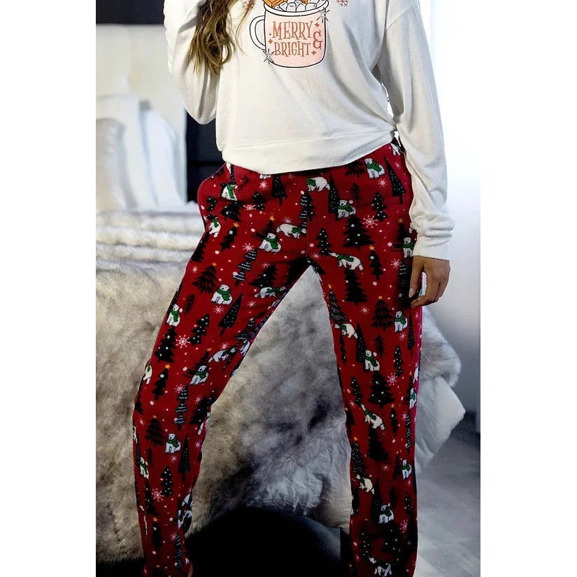 PJ PANTS | WOMEN'S FLEECE-Bottoms-FORNIA-XSMALL-POLAR BEAR-Coriander