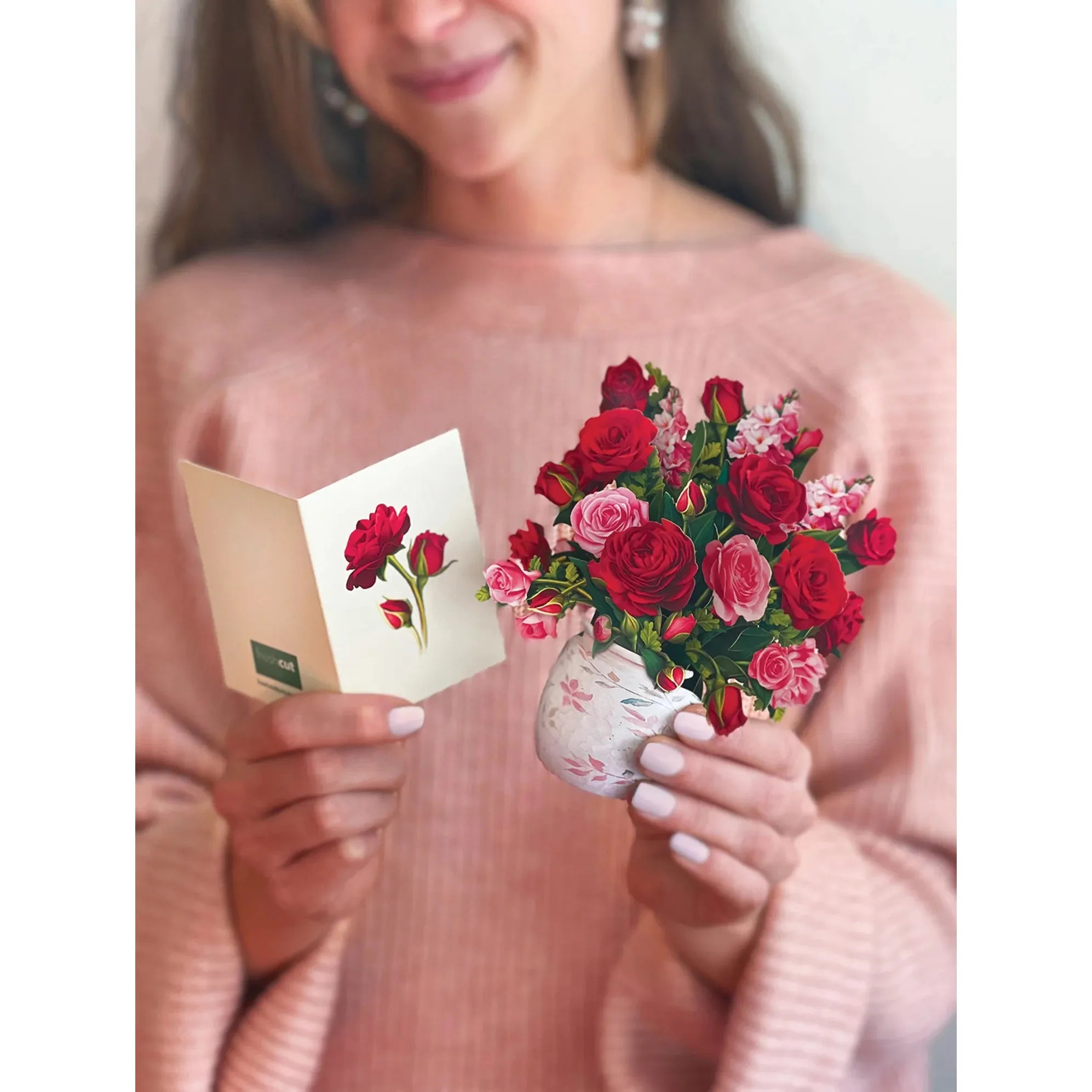 POP UP CARD | MINI BLOOMING ROSES-Books & Stationery-FRESH CUT PAPER-Coriander