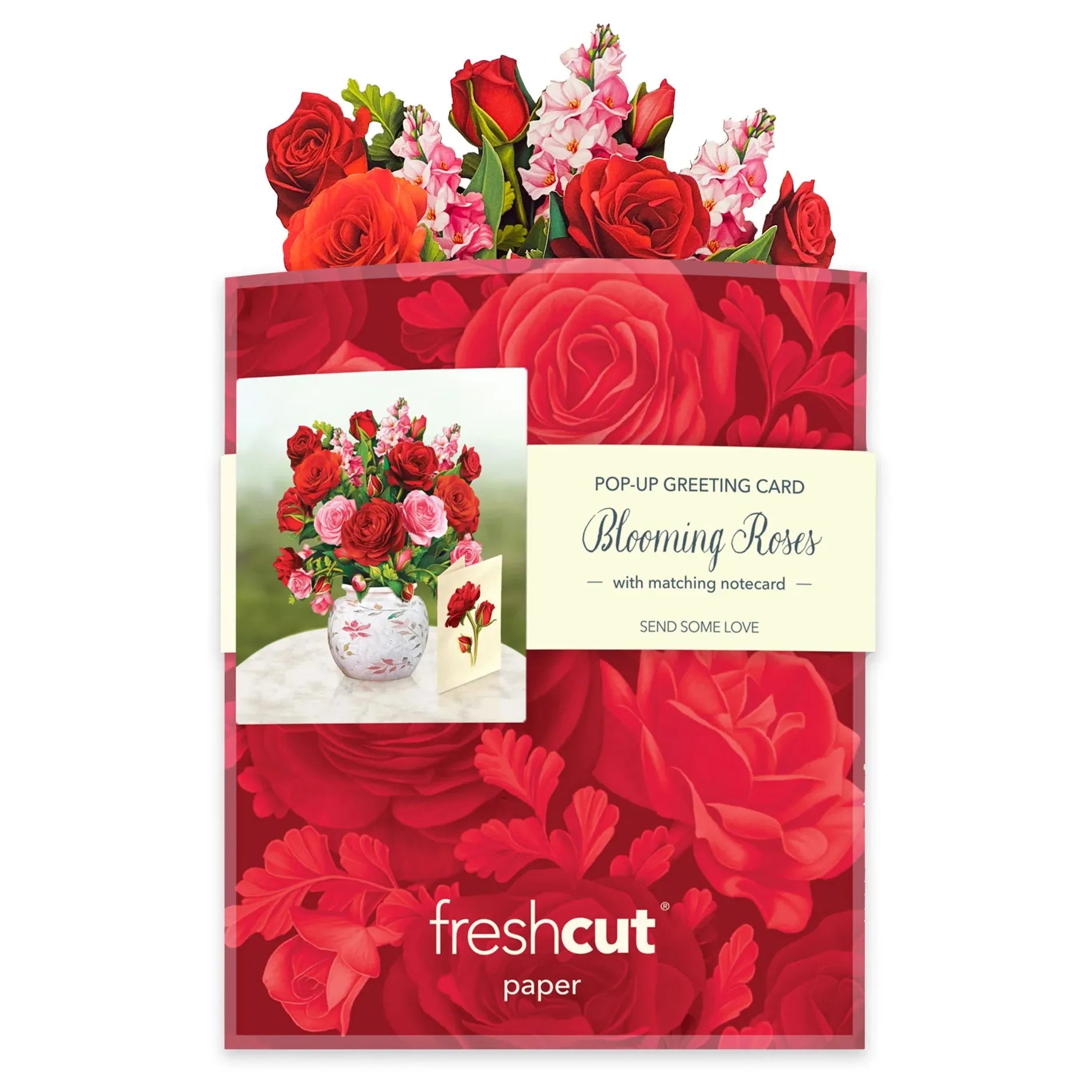 POP UP CARD | MINI BLOOMING ROSES-Books & Stationery-FRESH CUT PAPER-Coriander