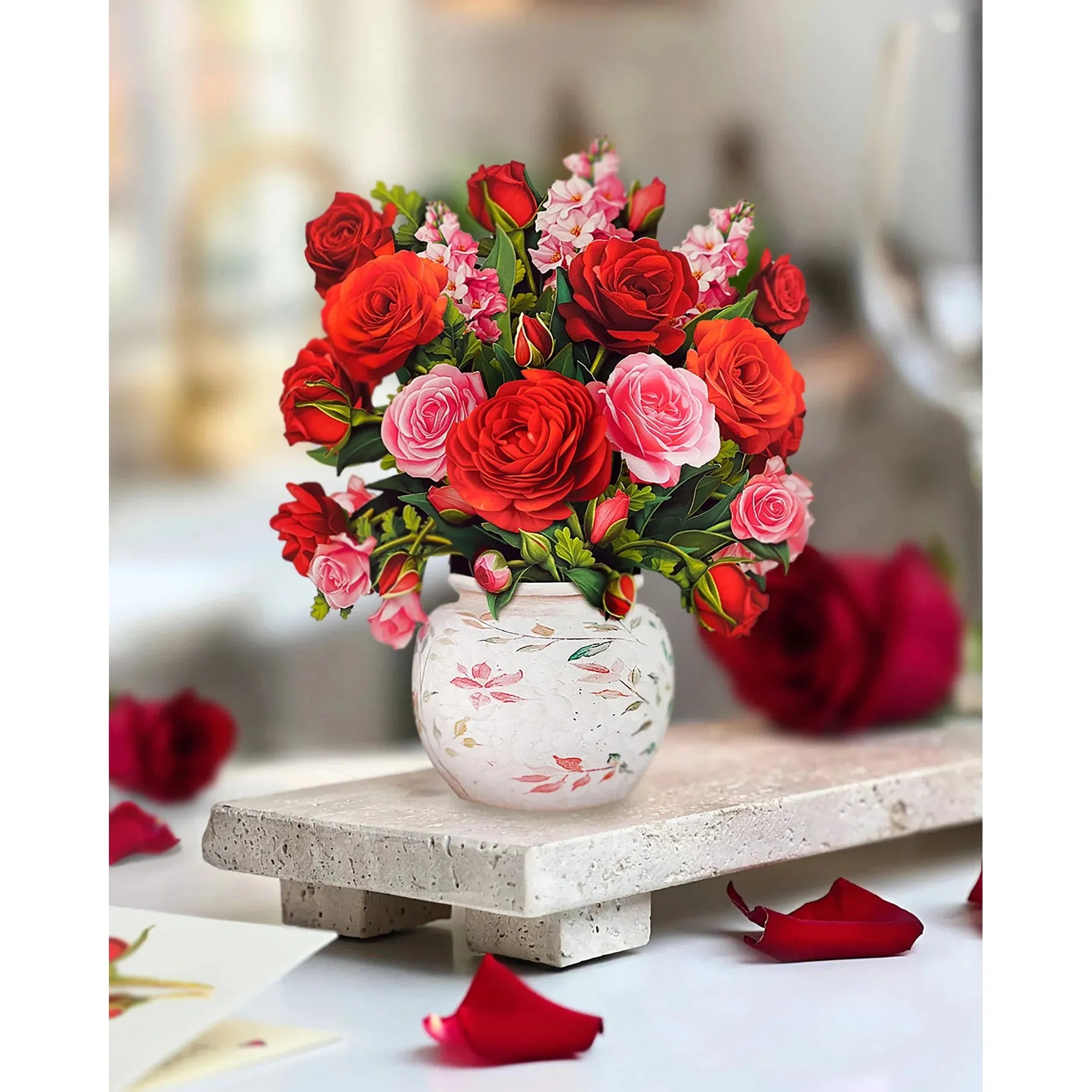 POP UP CARD | MINI BLOOMING ROSES-Books & Stationery-FRESH CUT PAPER-Coriander