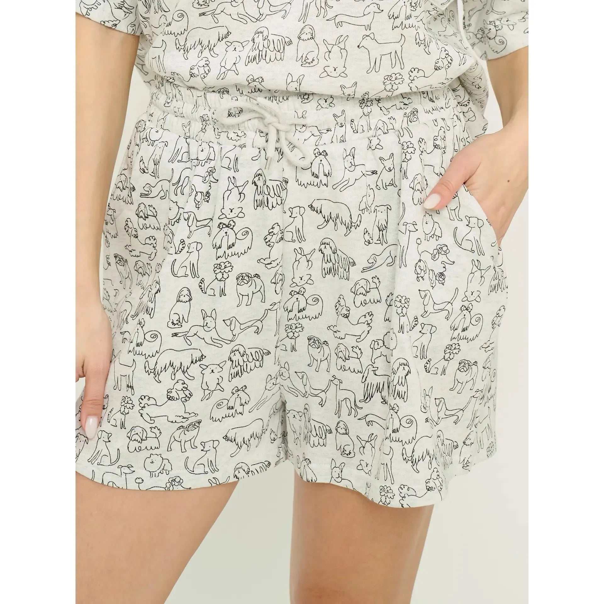 RELAXED SHORTS | DIFFERENT DOG BREEDS-Bottoms-SM WARDROBE-SMALL-BLACK WHITE-Coriander