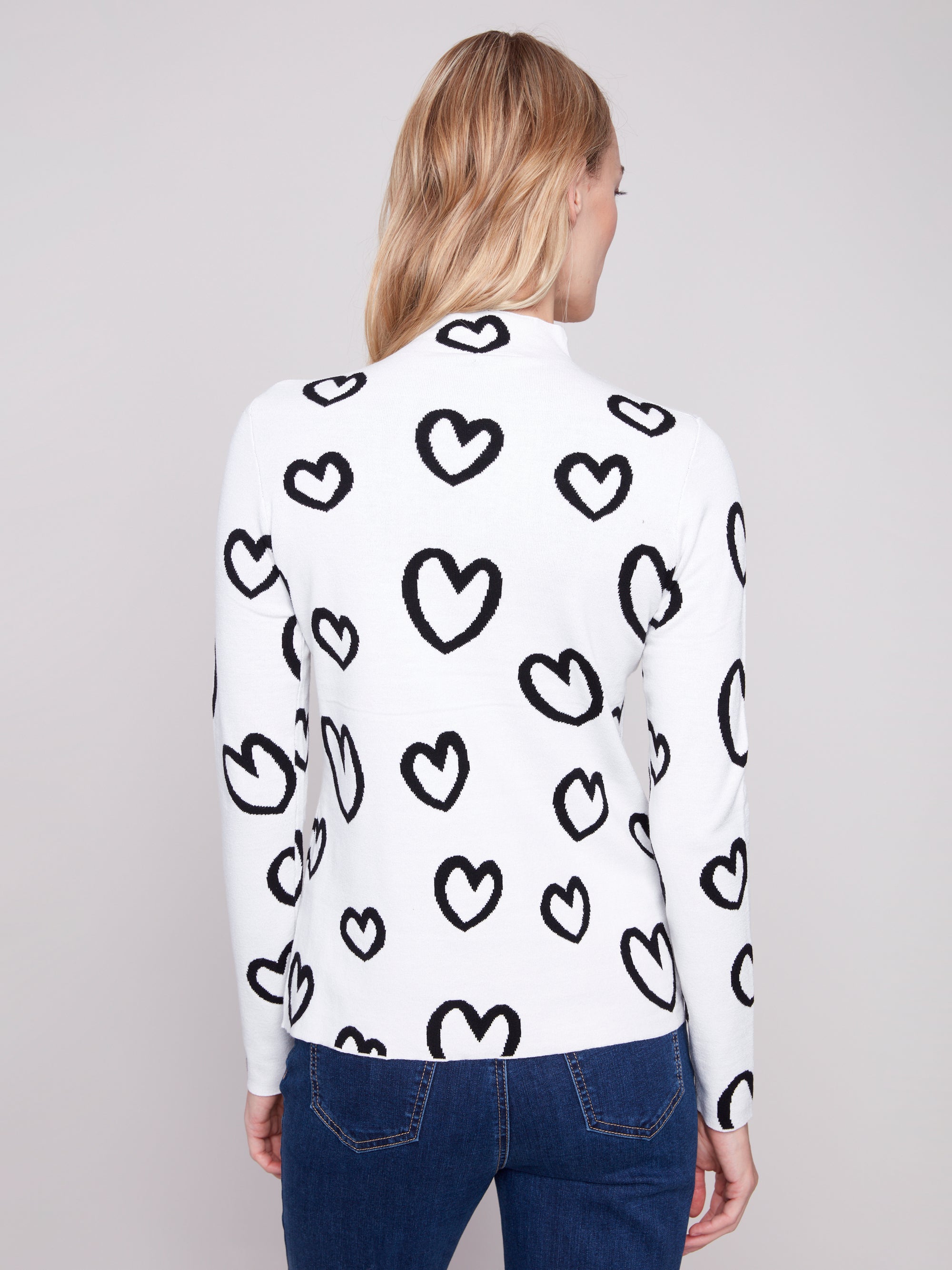 REVERSIBLE SWEATER | MOCK NECK: HEARTS-Jackets & Sweaters-CHARLIE B-Coriander
