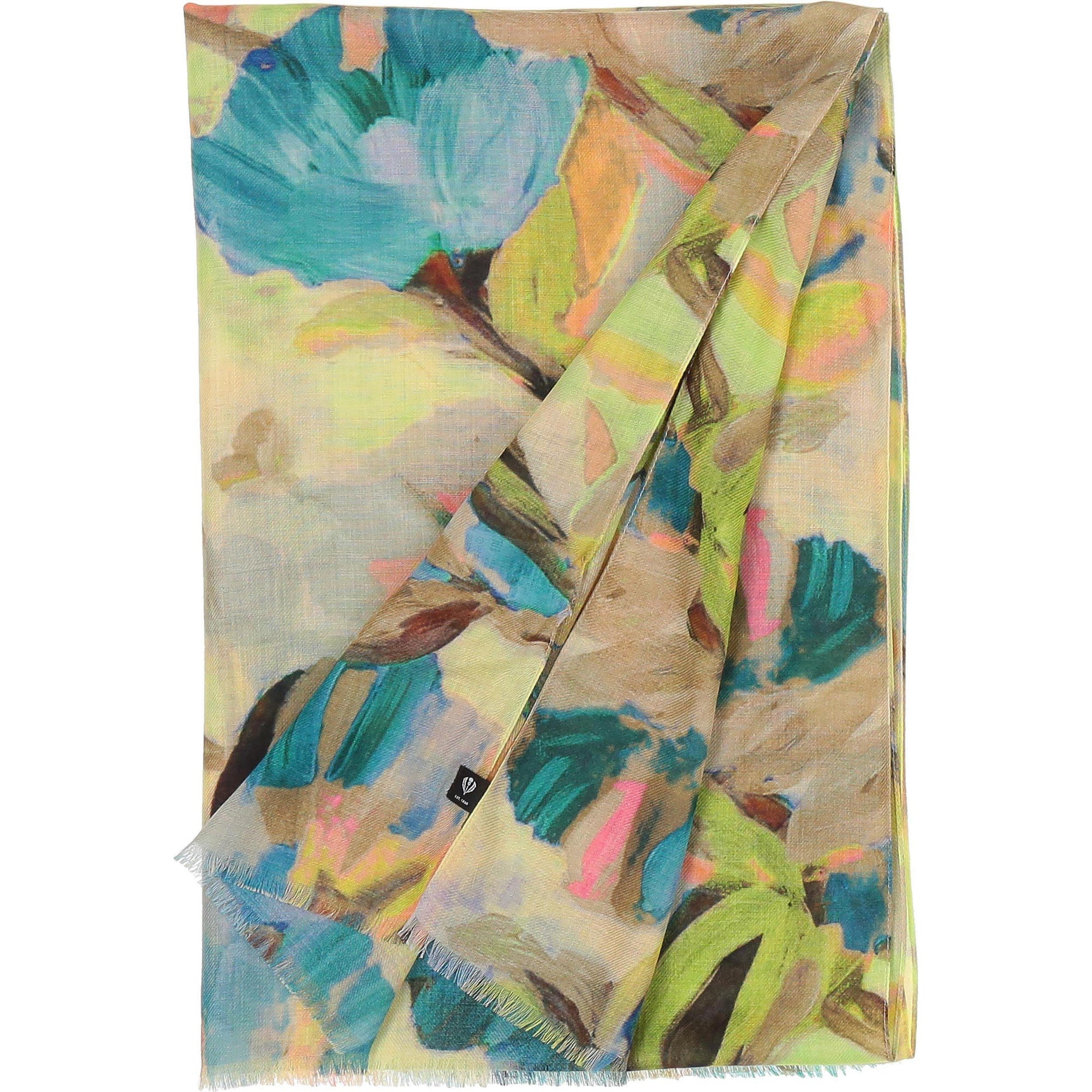 SCARF | ABSTRACT FLORAL-Scarves & Wraps-V.FRAAS SPRING/SUMMER-AQUAMARINE-Coriander