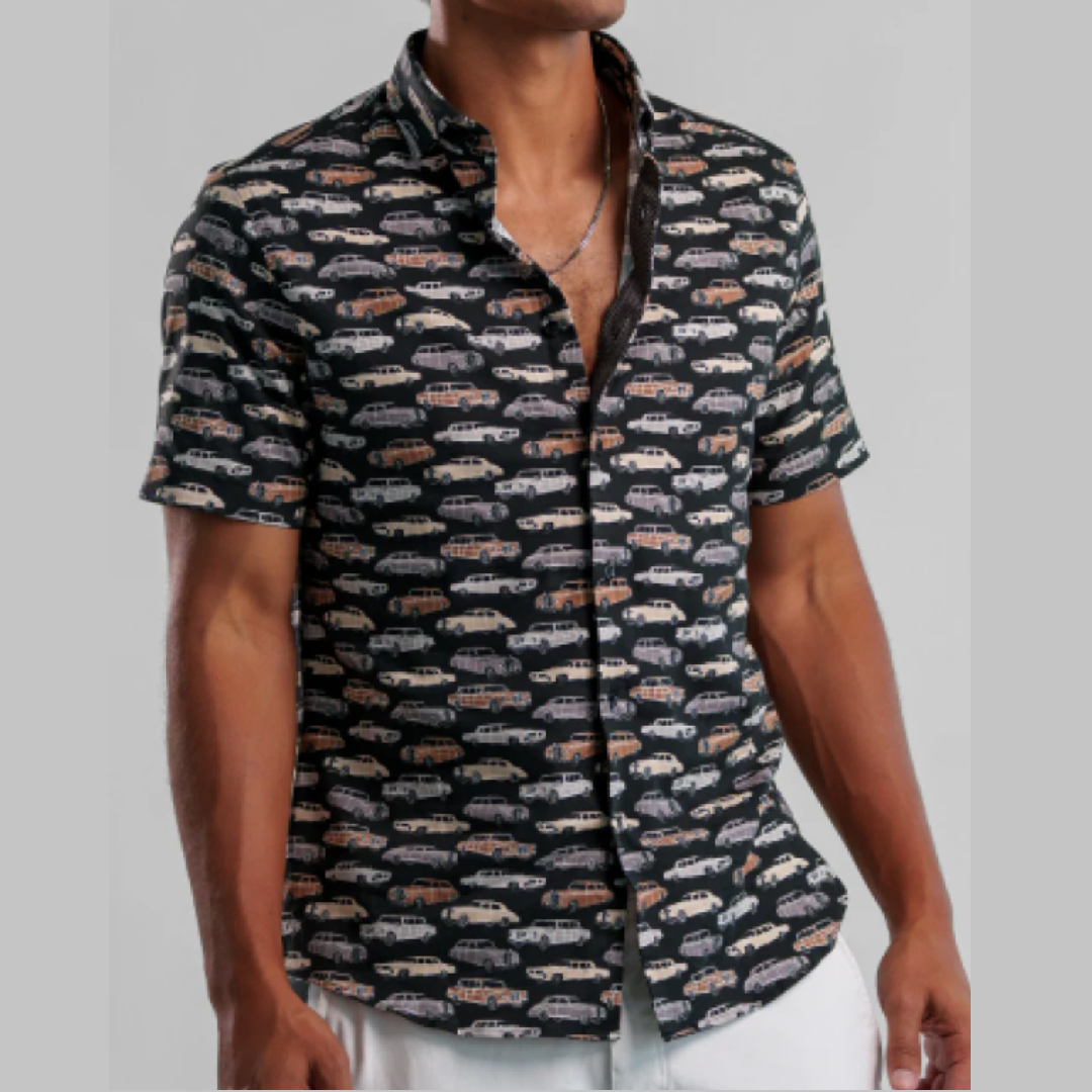 S/S BUTTON UP SHIRT | RIDIN' DIRTY-Shirt-STONE ROSE-MEDIUM-Black-Coriander