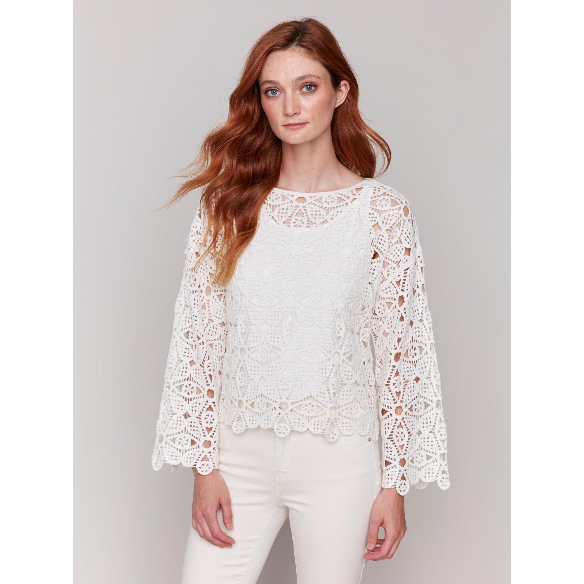 TOP | CROCHET BOAT NECK-Tops-CHARLIE B-Coriander