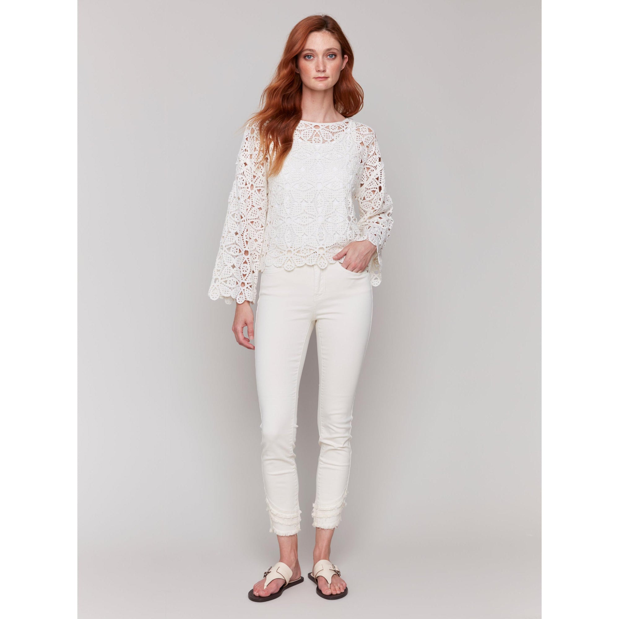 TOP | CROCHET BOAT NECK-Tops-CHARLIE B-Coriander