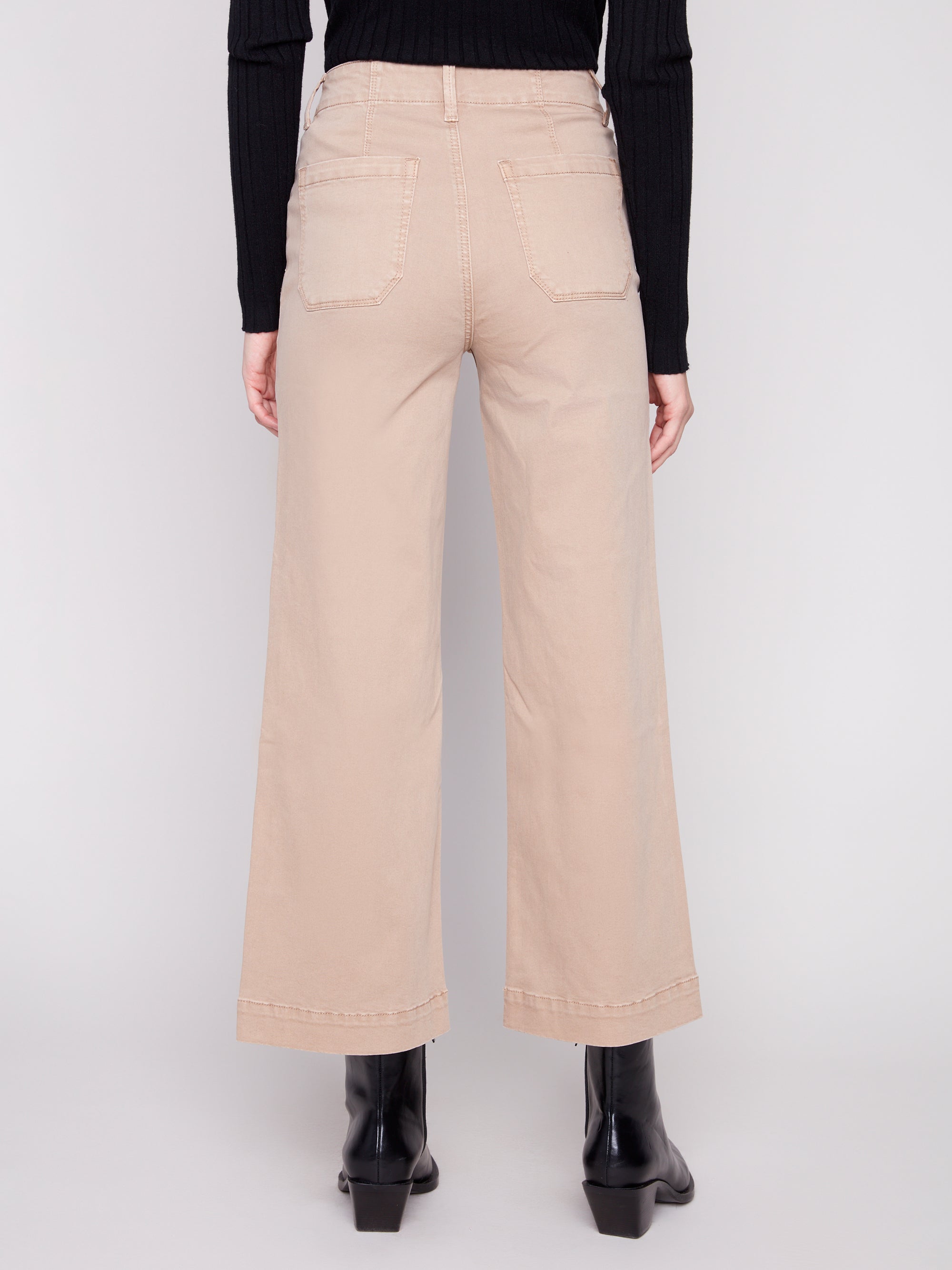 TWILL PANTS | CROP WIDE LEG-Bottoms-CHARLIE B-Coriander