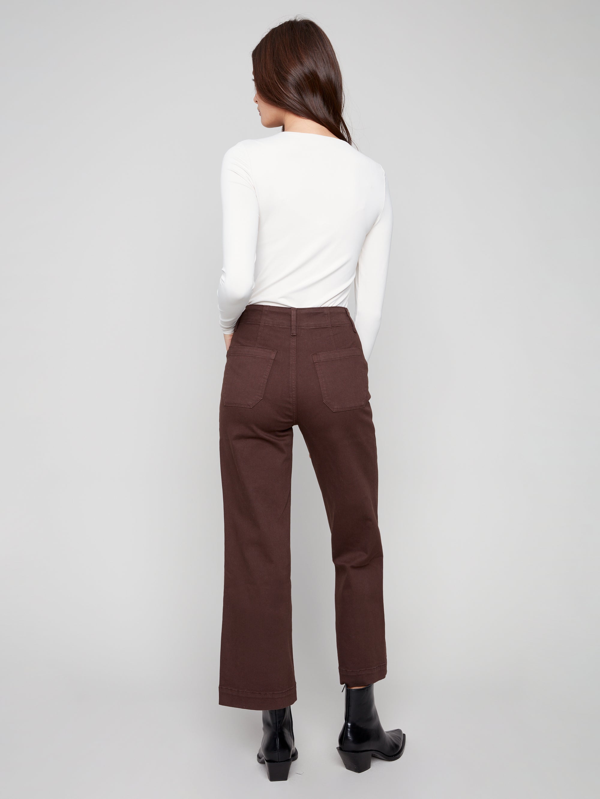 TWILL PANTS | CROP WIDE LEG-Bottoms-CHARLIE B-Coriander