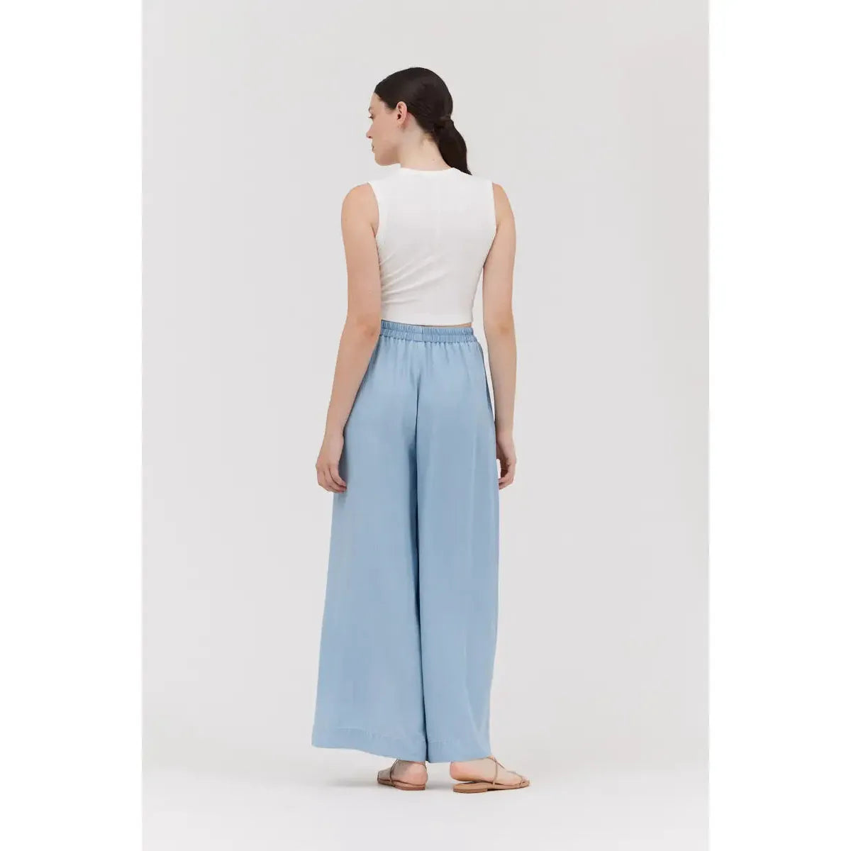 WIDE LEG PANT | LIGHT WASH-Bottoms-GRADE AND GATHER-Coriander
