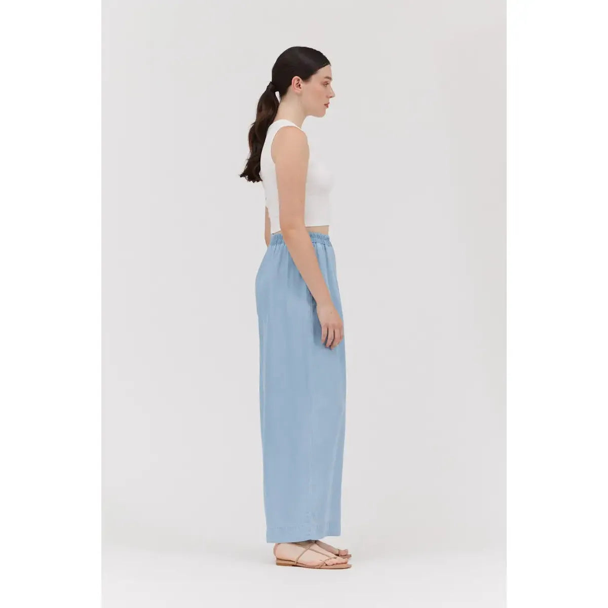 WIDE LEG PANT | LIGHT WASH-Bottoms-GRADE AND GATHER-Coriander