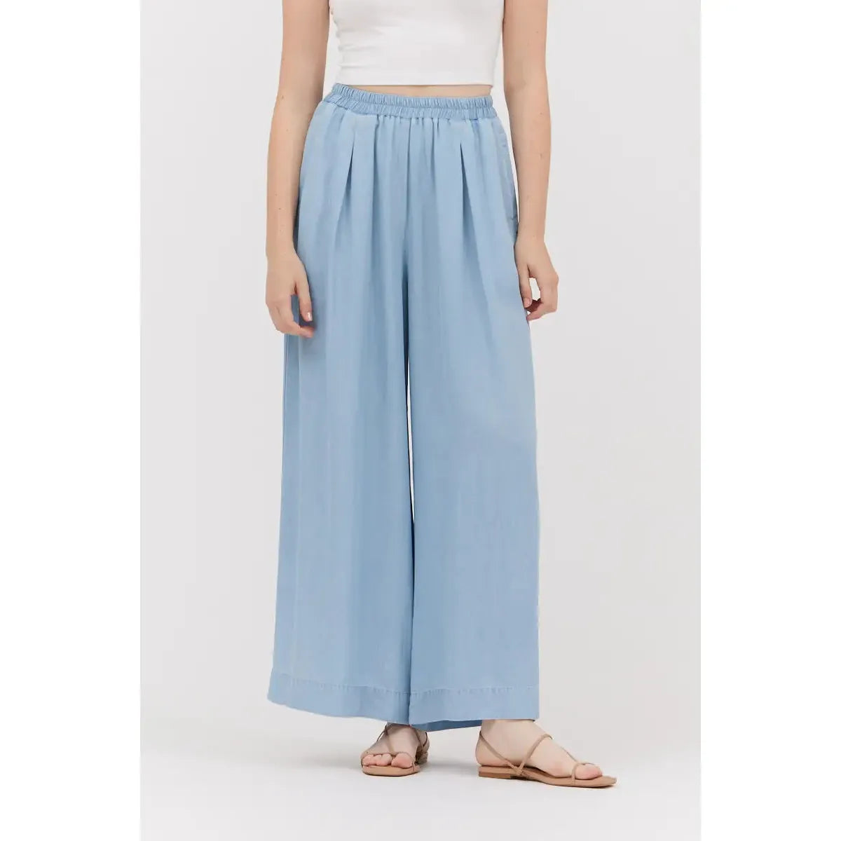 WIDE LEG PANT | LIGHT WASH-Bottoms-GRADE AND GATHER-Coriander