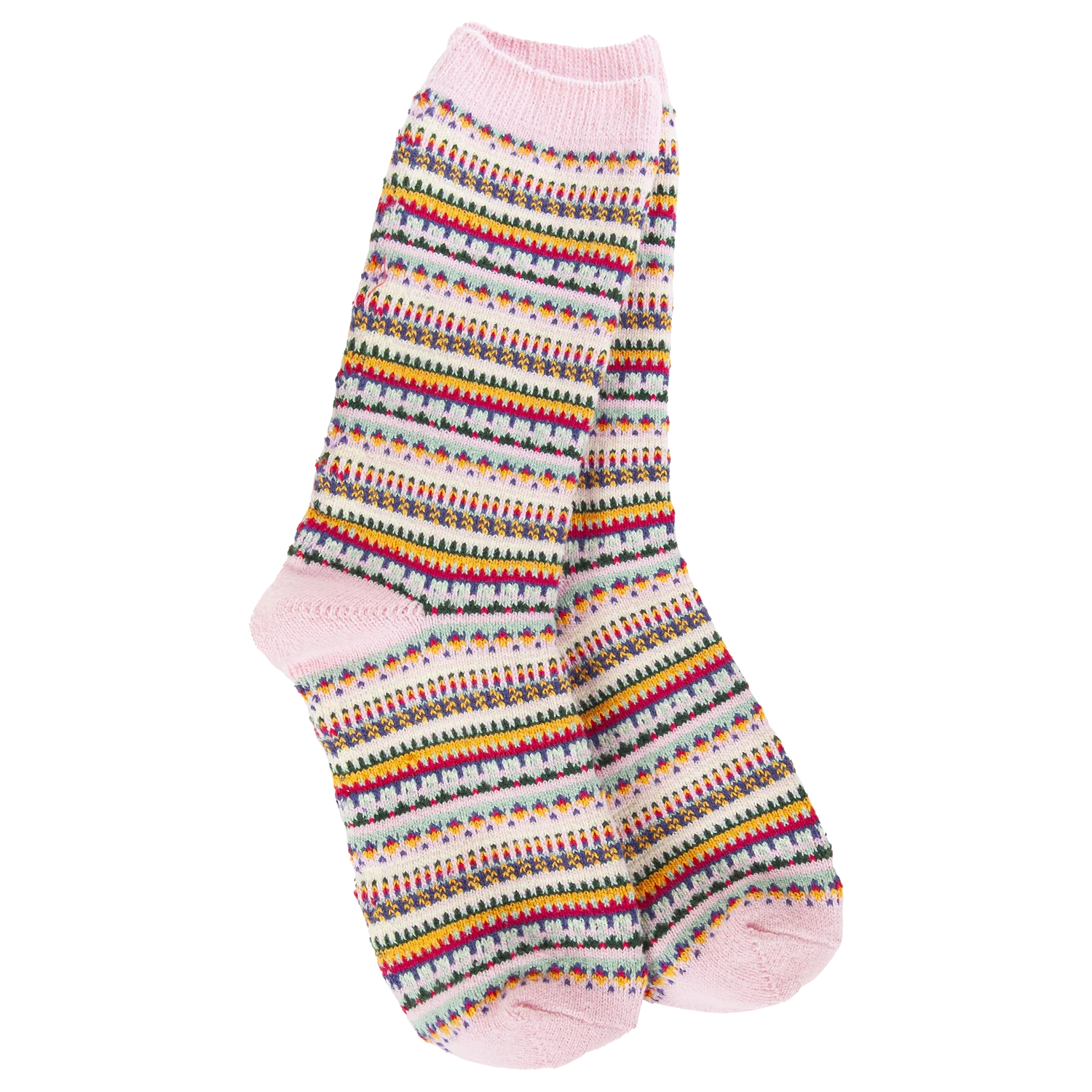 WOMEN'S BOHO CREW | PINK STRIPE-Socks & Footwear-WORLD'S SOFTEST-Coriander