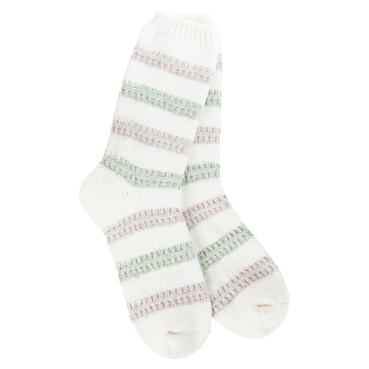WOMEN'S RAGG LINKS CREW SOCKS | MEADOW STRIPE-Socks & Footwear-WORLD'S SOFTEST-Coriander