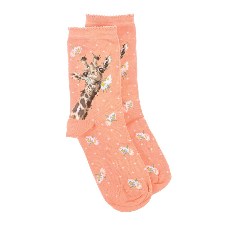 WOMEN'S SOCKS | GIRAFFE FLOWERS-Socks & Footwear-WRENDALE DESIGNS-Coriander