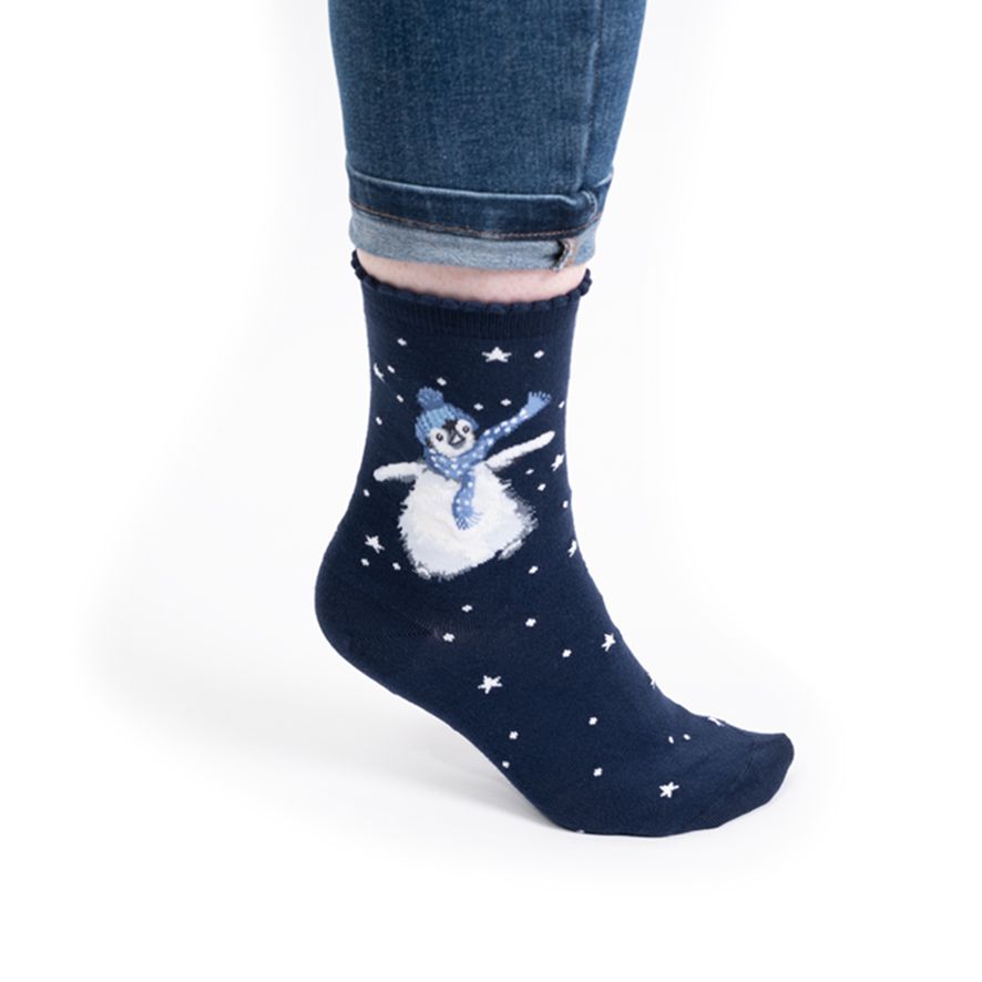 WOMEN'S SOCKS | WINTER WONDERLAND PENGUIN-Socks & Footwear-WRENDALE DESIGNS-Coriander