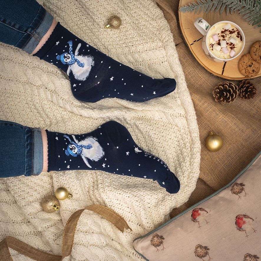 WOMEN'S SOCKS | WINTER WONDERLAND PENGUIN-Socks & Footwear-WRENDALE DESIGNS-Coriander