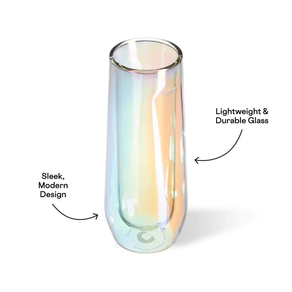 STEMLESS FLUTE GLASS SET (2) PRISM-Glassware-CORKCICLE-Coriander