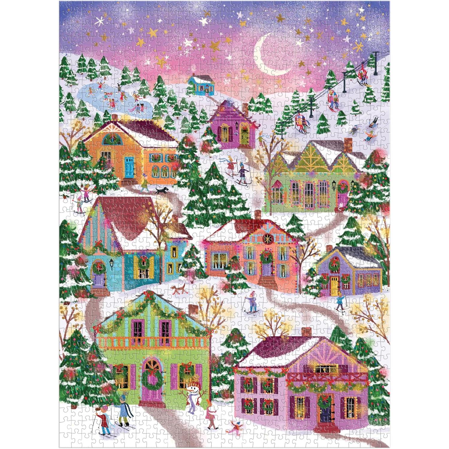 1 000 PIECE PUZZLE | JOY LAFORME 'SNOWCAP VILLAGE'-Puzzles-RAINCOAST-Coriander