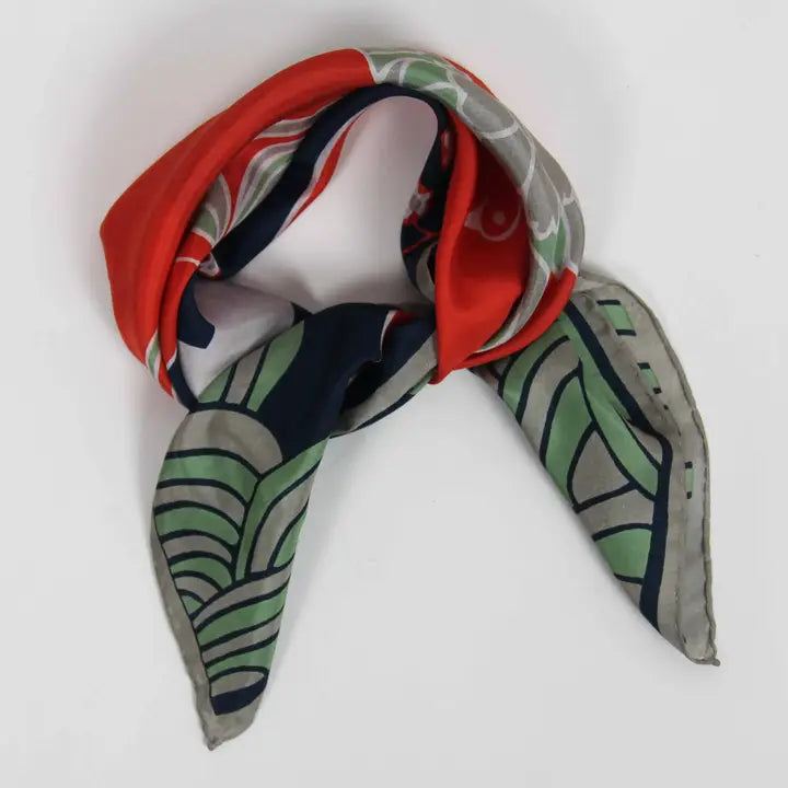 100% SILK MINI SCARF | AGAMI MARINE NAVY-Scarves & Wraps-LES BELLES VAGABONDES-Coriander